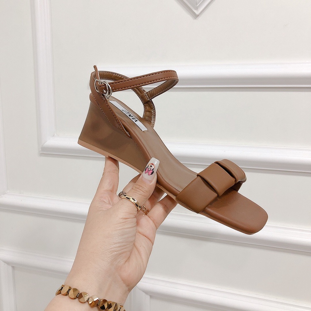 Sandal Nữ Liền Gót Cao 5p Quai Gấp Mềm Hàng Chuẩn Form Lên Chân Cực Xinh - Chi Chanh Store