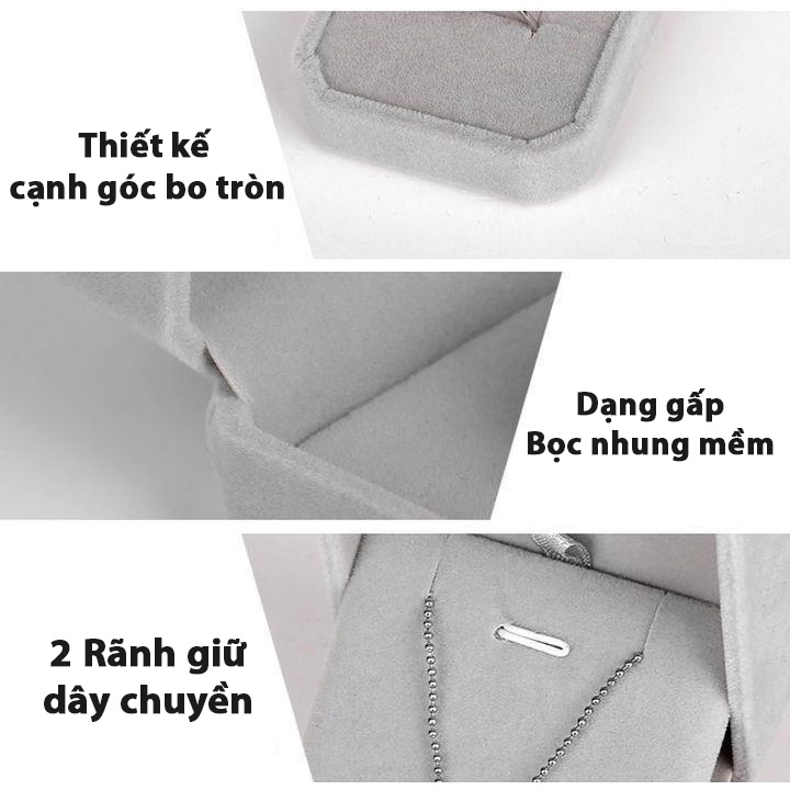 Hộp nhung đựng trang sức đựng mặt dây chuyền, vòng tay bọc nhung sang trọng