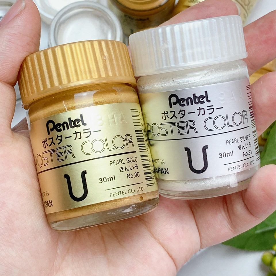 Màu poster Pentel Gold &amp; Silver lọ 30ml