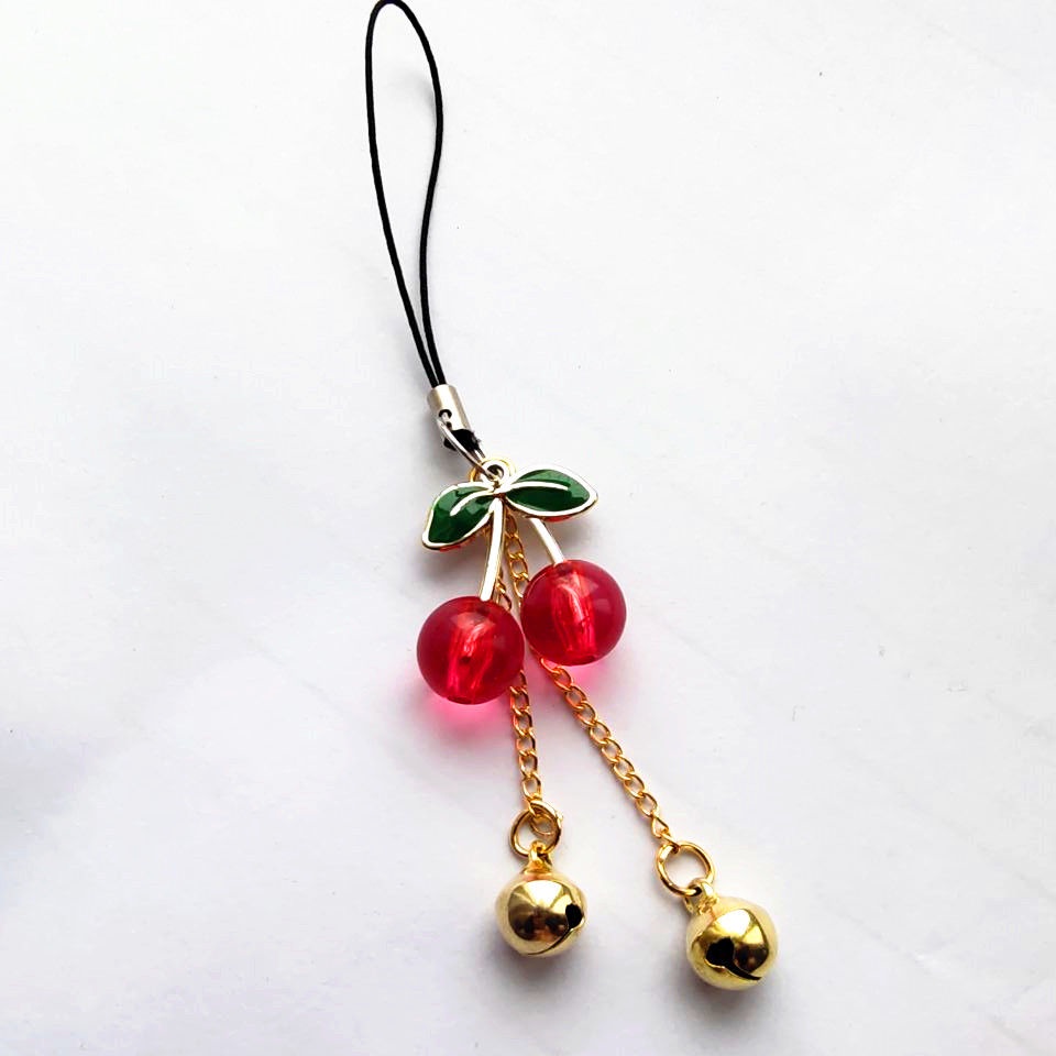 Dây Móc Điện Thoại Mặt Hình Trái Cherry Dễ Thương Phong Cách Đồng Quê Thích Hợp Làm Quà Tặng Cho Bạn Gái / Bạn Bè
