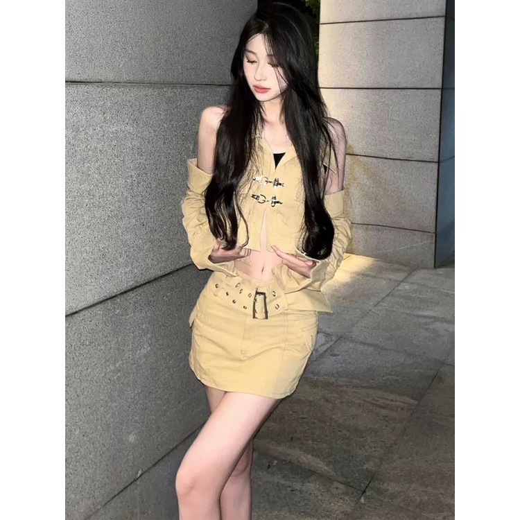 Set Áo Trễ Vai Và Chân Váy Phong Cách Mỹ Thời Trang Xinh Xắn Cho Nữ