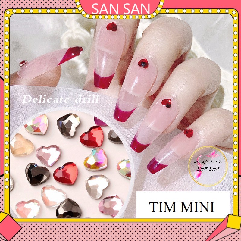 (Ảnh Thật) Set 5 viên Đá Tim Mini Trang Trí Móng