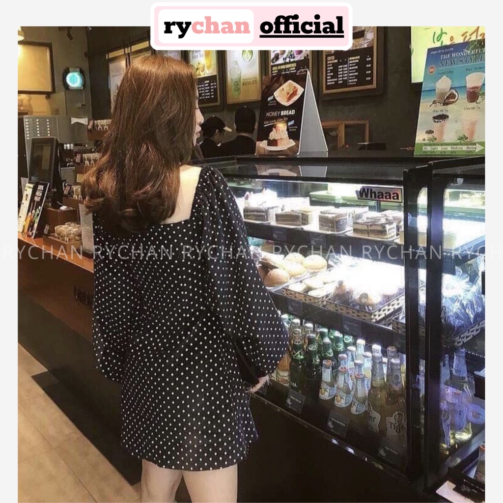 DX892 - Đầm Xòe Tay Phồng Chấm Bi Đầm Xòe Sang Trọng Đầm Đi Chơi Đầm Gợi Cảm Sexy