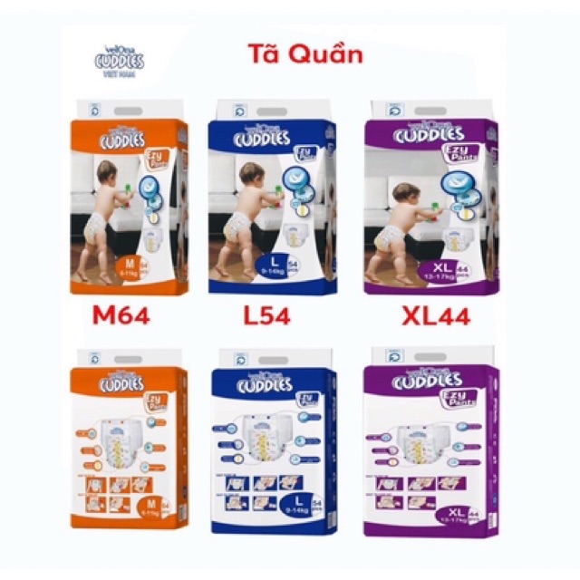 (Bịch Đại)Tã quần/dán Velona Cuddles Hữu cơ k chất gây vô sinh : S64-M64/54-L46/54- XL44- Srilanka