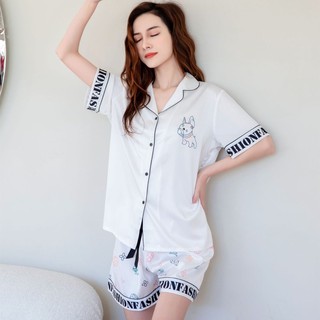 Bộ Pyjama Cao cấp ⚡️FREESHIP⚡️Đồ mặc nhà Pijama lụa cộc tay Fashion - Bộ ngủ hàng loại 1
