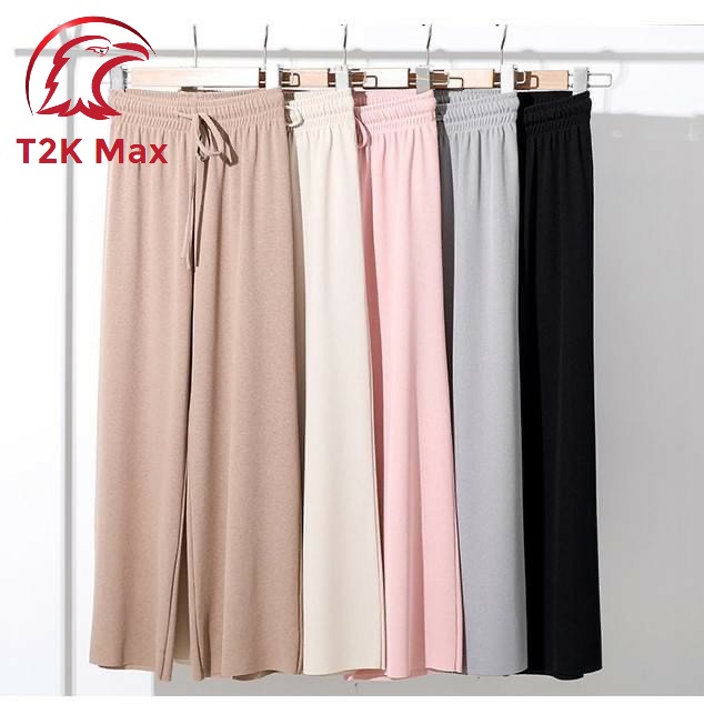 Quần suông ống rộng nữ len tăm cạp cao lưng cao kiểu Ulzzang hàn quốc - T2K Max