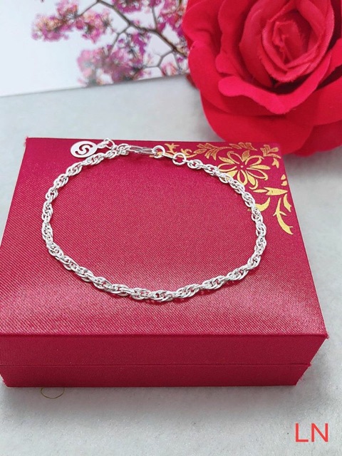 Lắc tay họng xoắn chuẩn bạc ta không xỉn màu-THJ SILVER