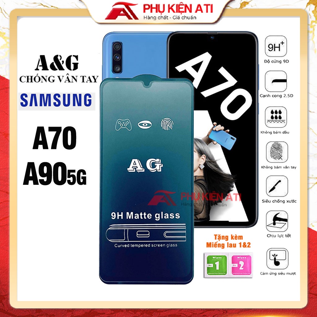 Kính cường lực samsung A70 /A90 5G chống vân tay - Full màn, cảm giác lướt mượt mà, bề mặt nhám chống lóa - Phụ kiện ATI