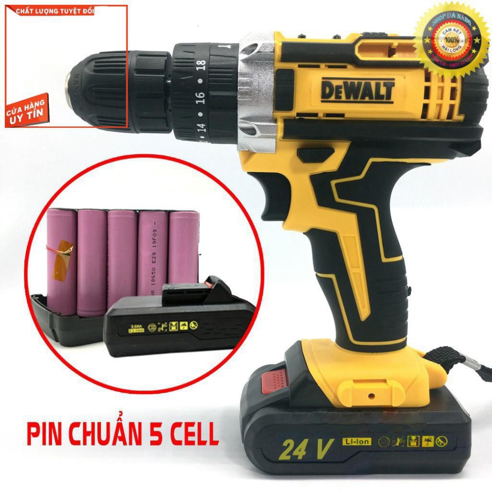 Máy khoan cầm tay dewalt 26v có búa 3 chắc năng lõi đồng , tặng kèm 24 phụ kiện, ,máy bắn vít