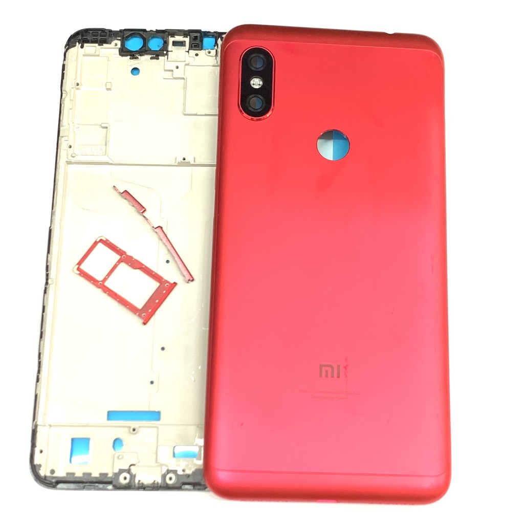 VỎ SƯỜN + KHUNG MÀN HÌNH + KHAI SIM ĐIỆN THOẠI XIAOMI REDMI NOTE 6 PRO ZIN .