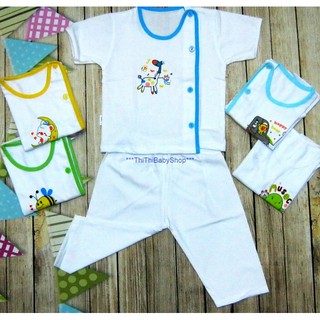 Set 5 bộ sơ sinh bác sĩ ngắn quần dài trắng