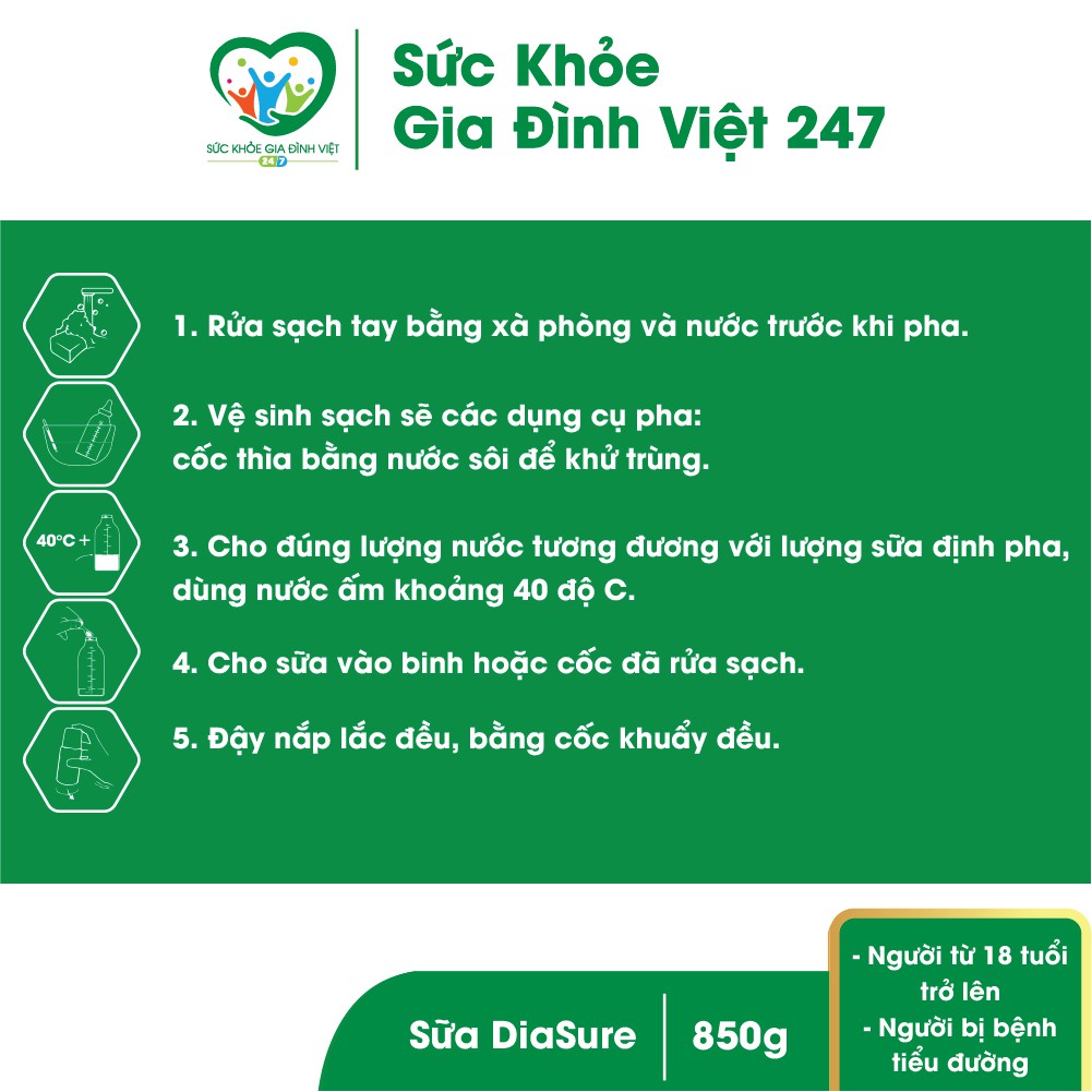 Sữa DiaSure 850g - 650g - Dinh dưỡng dành cho người tiểu đường suckhoegiadinhviet247