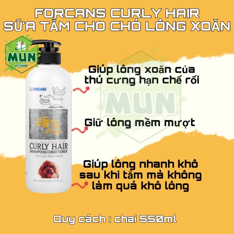 Sữa tắm Forcans Curly Hair - dành cho chó lông xoăn 550ml ( 001126)