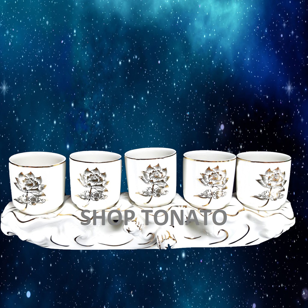 CHUNG BỘ 5 LY THỜ CÚNG 4405 CAO 8CM