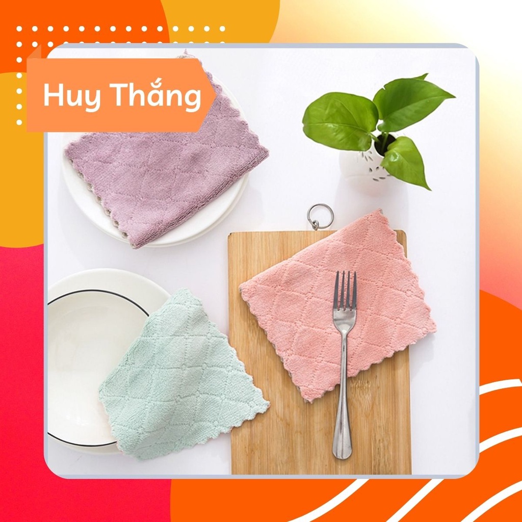 [RẺ VÔ ĐỊCH] Khăn lau đa năng bếp, bát đĩa, cốc chén thấm nước chống dính dầu mỡ hai mặt