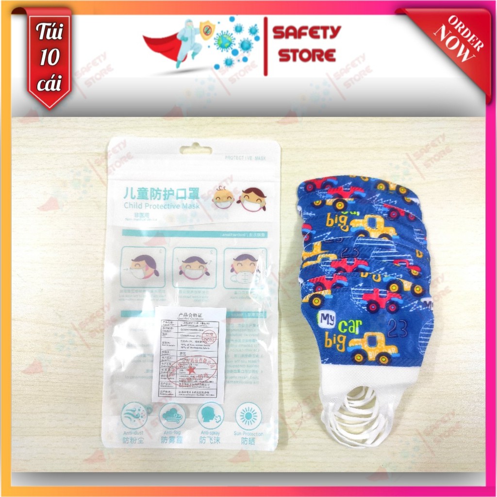 Set 10 khẩu trang trẻ em 3d cho bé (hàng nhập - mẫu đẹp)