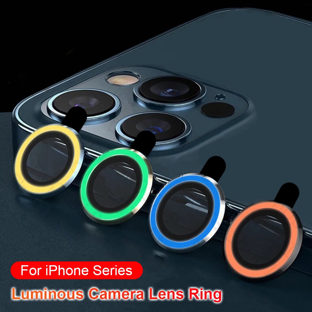 Vòng Kim Loại Dạ Quang Bảo Vệ Camera Sau Cho iPhone 11 12 Pro Max 12 13 Mini 13 Pro Max