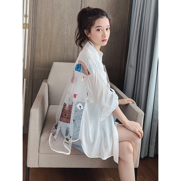 Áo Sơ Mi Dài Tay Phối Lưới Thêu Họa Tiết Mới Thời Trang Mùa Hè Cho Nữ 2022