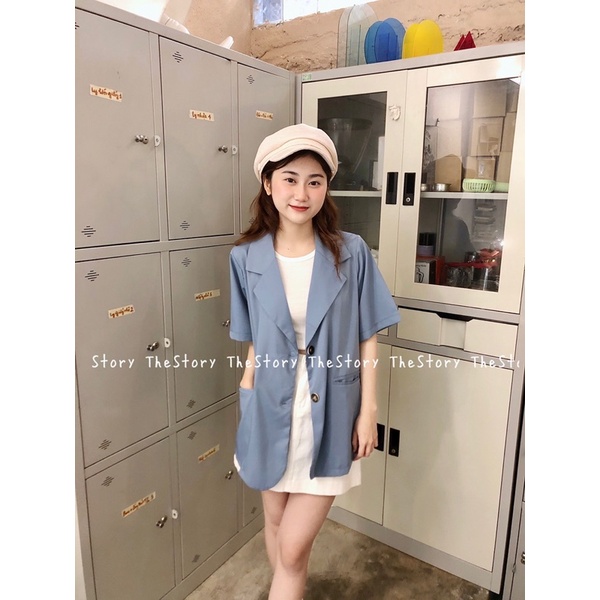 [STR] [ẢNH THẬT SHOP CHỤP] Áo blazer tay ngắn 2 túi nắp bụng A2164