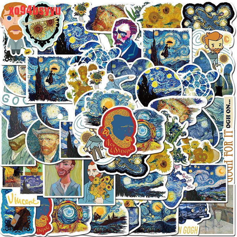 Bộ 40 Miếng Dán PVC Hình Tranh Sơn Dầu Van Gogh Xo94Bsyu