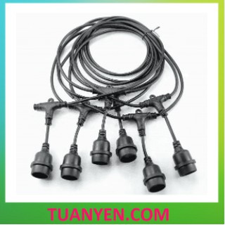 Dây đui đèn kín nước trang trí ngoài trời 3 mét 6 đui E27 không kèm bóng