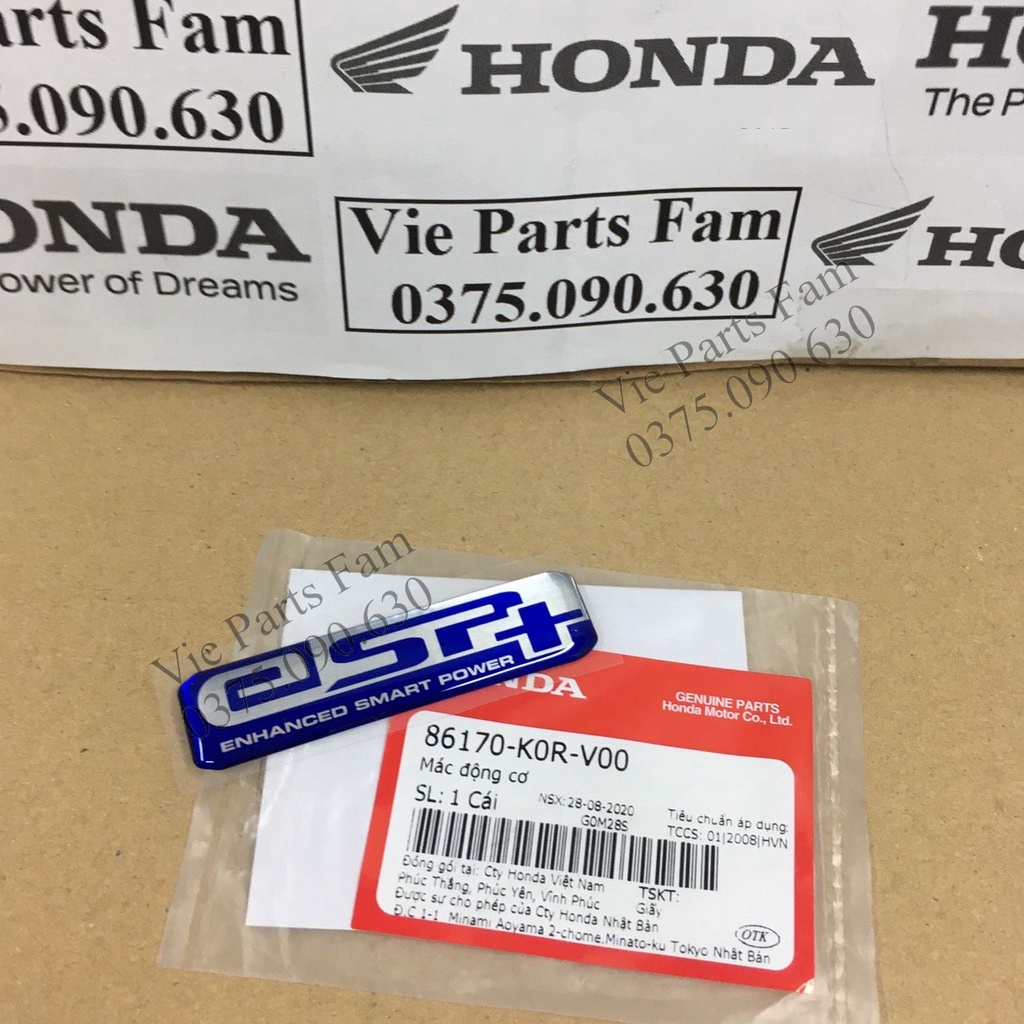 Tem chữ ESP+ dán ốp hộp gió SH 2020-2021-2022-2023 - Hàng chính hãng Honda