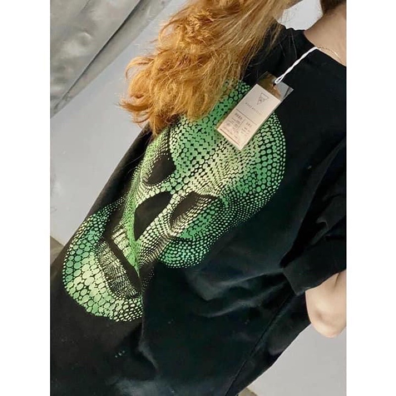 Áo Phông Nam Nữ Unisex Hình Đầu Lâu Xanh,Áo Thun Vintage 3158 Sọ Ma Ulzzang Hot