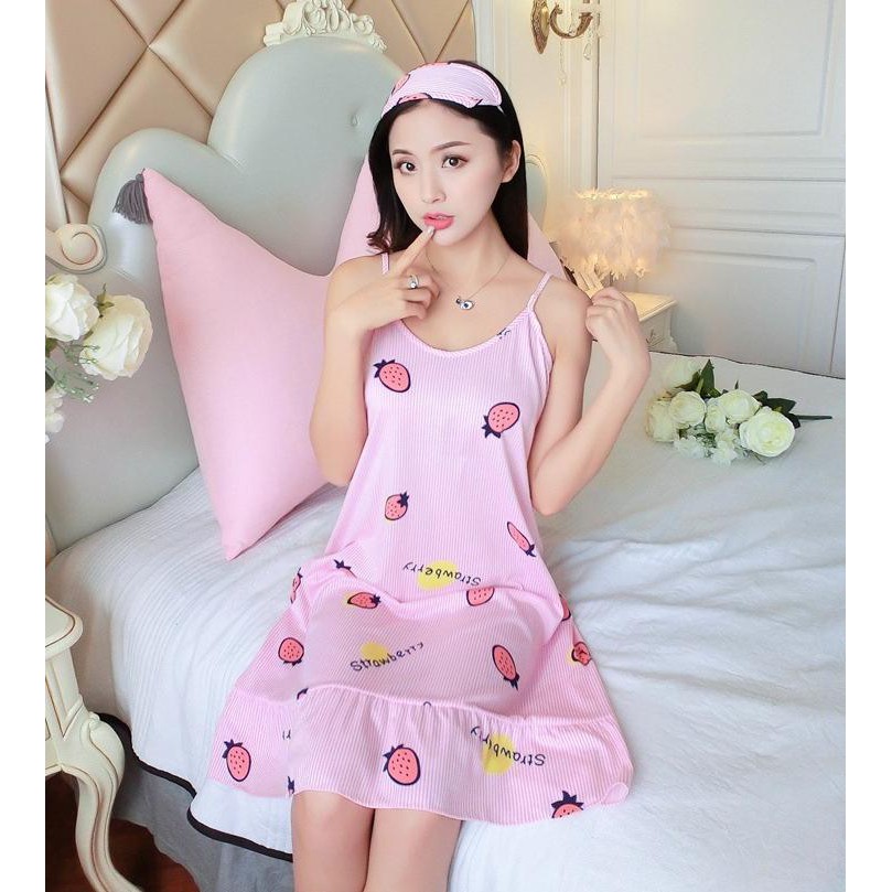 Váy Ngủ Cotton Siêu Mát Tặng Kèm Bịt Mắt Ngủ Dễ Thương_ao ngu | BigBuy360 - bigbuy360.vn
