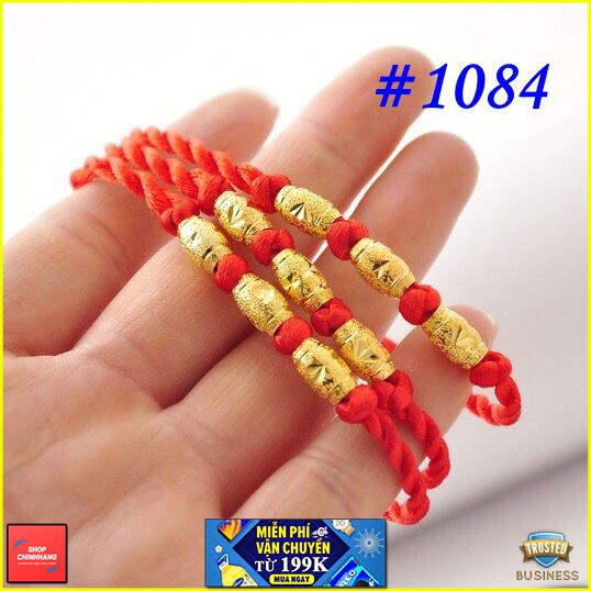 VÒNG TAY THỜI TRANG CHỈ ĐỎ MIX 3 ĐỐT XI VÀNG SH1084