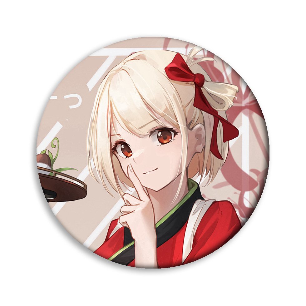 Huy hiệu IN HÌNH Lycoris Recoil Quán cà phê bất ổn anime chibi dễ thương xinh xắn