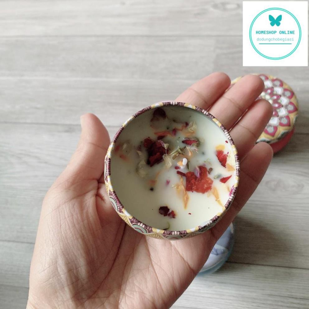 Nến thơm phòng hoa khô thiên nhiên, nến sáp thơm thư giãn cao cấp