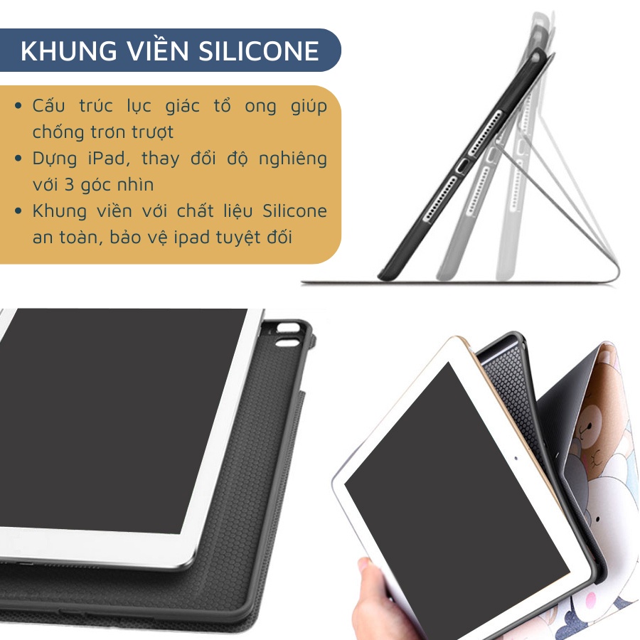 Bao Da iPad Viền Silicone Hoạt Hình - Nhiều Model
