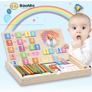 Bộ đồ chơi bảng học toán phép số thông minh bằng gỗ nam châm và que tính