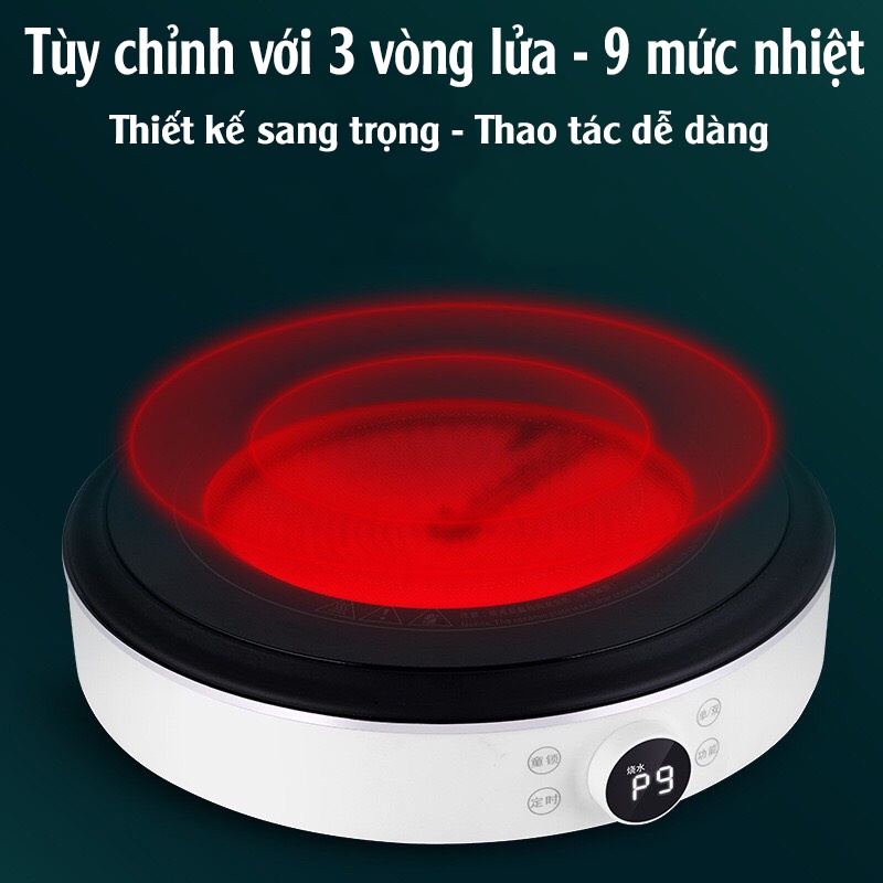 Bếp Hồng Ngoại Đơn Không Kén Nồi Công Suất 2200W - 9 Mức Nhiệt Mạt Kính Cường Lực Chống Trơn Trượt