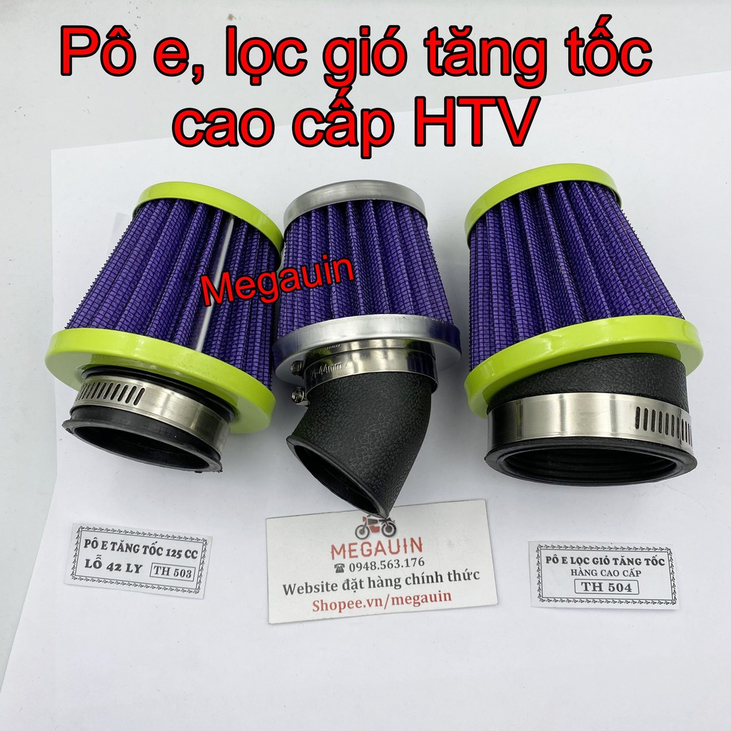 Pô E lọc gió tăng tốc cao cấp HTV gắn xe máy Wave, Dream, Exciter, Winner