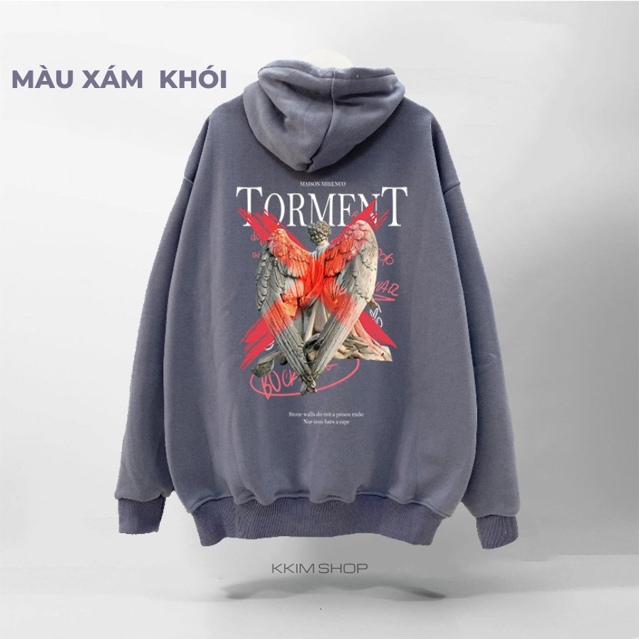 Áo Nỉ HOODIE MIKENCO TORMENT, Áo hoodie XANH LÁ unisex nam nữ form rộng oversize chất liệu Nỉ bông cao cấp KKIM SHOP