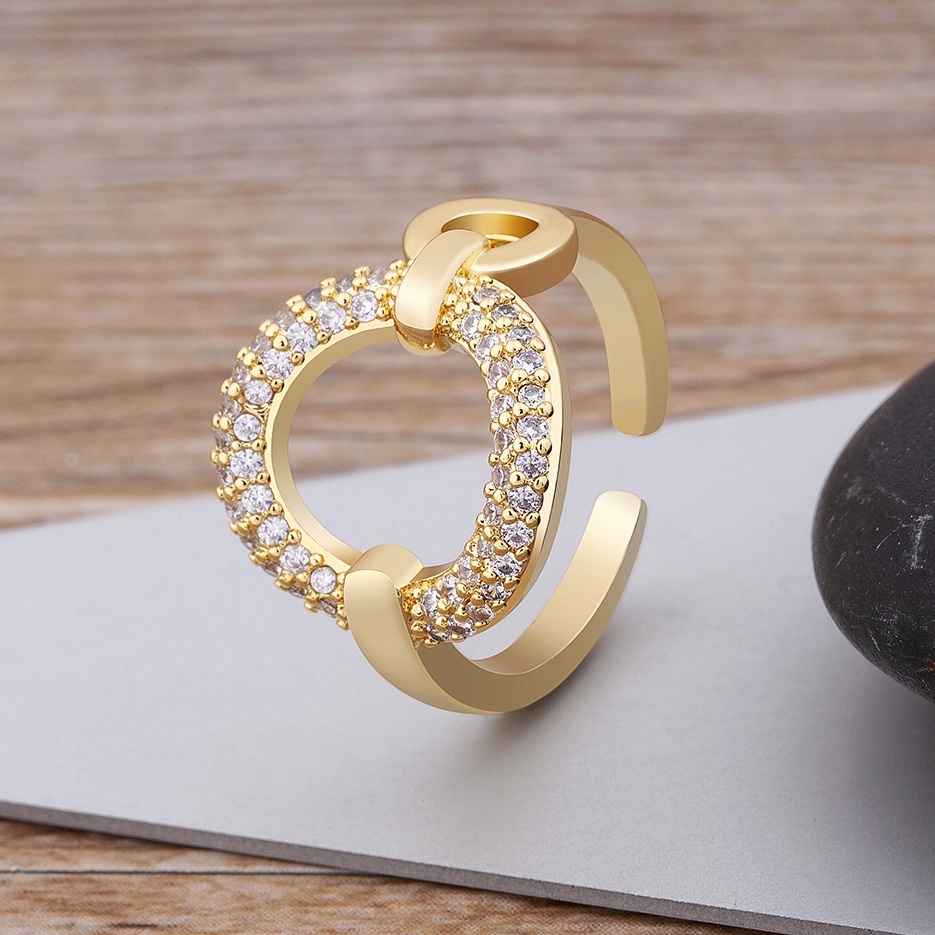 Nhẫn Đồng Đính Đá Zircon Hình Trái Tim Sang Trọng Phong Cách Châu Âu Cho Nữ