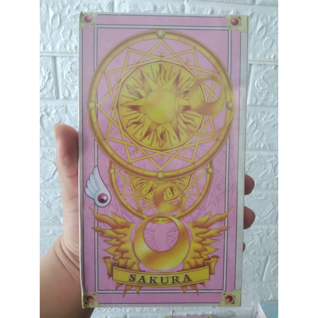 Sakura thủ lĩnh thẻ bài pha lê màu hồng Tarot xinh xắn tặng đá thanh tẩy