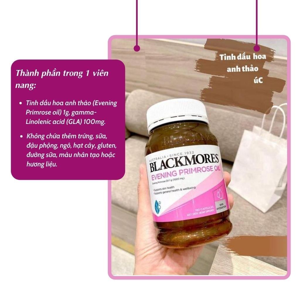 Tinh dầu hoa anh thảo Evening Primrose Oil Blackmores Úc 190 viên hỗ trợ cân bằng nội tiết tố làm đẹp da tóc móng