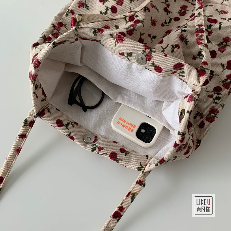 Túi tote vải nhung gân mịn da báo beo bò sữa ngựa vằn hoa nhí ulzzang