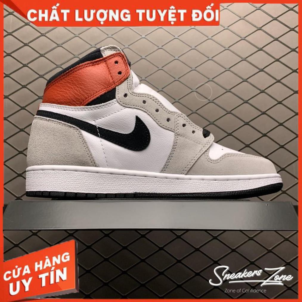 (FREESHIP+QUÀ) Video Giày thể thao AIR JORDAN 1 Retro High Light Smoke Grey xám tai đỏ cao cổ :