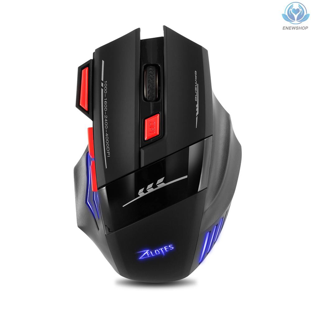 【enew】Zelotes F-14 Wireless Gaming Mouse Upgrade Edition Rechargeable Mice Adjustable 4000DPI Optical 2.4G Wireless Technology 30m