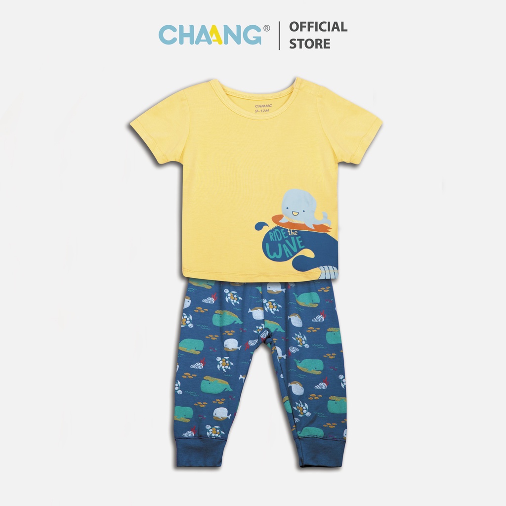 [CHAANG] Bộ quần áo cúc vai Sea vàng cho bé
