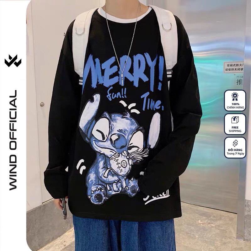 Áo thun tay dài WIND phông unisex form rộng MERRY sweater thời trang nam nữ oversize | BigBuy360 - bigbuy360.vn