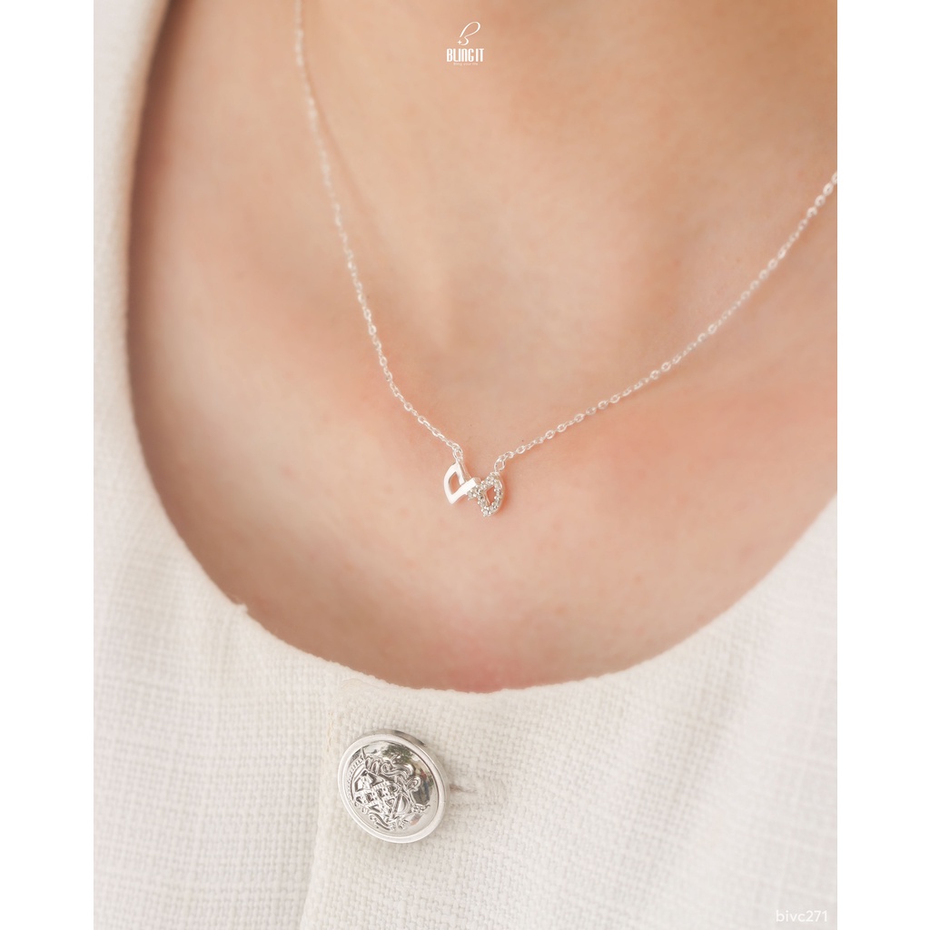 Dây Chuyền Bạc 925 Nữ BLING IT Mặt Nơ Đính Đá Tiểu Thư Sang Trọng - BIVC271