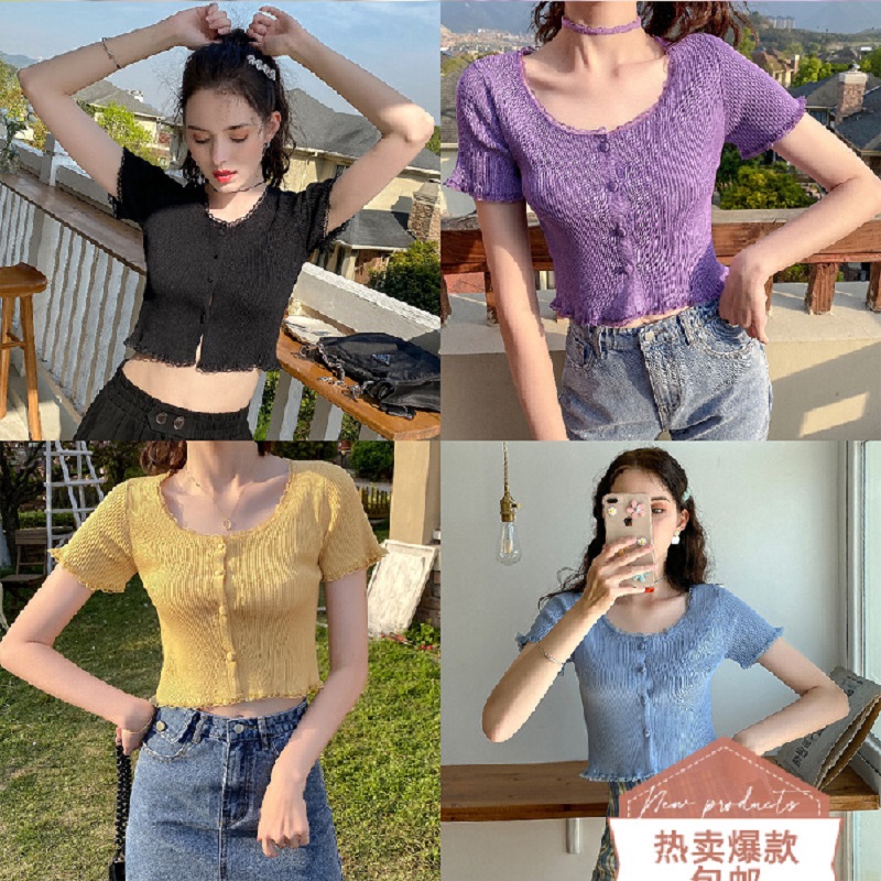 Áo cardigan mỏng dáng ngắn phối ren xinh xắn thời trang cho nữ