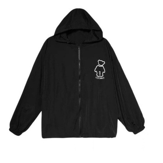 Áo gió 1 lớp chất đẹp, áo khoác dù nhẹ 1 lớp logo gấu