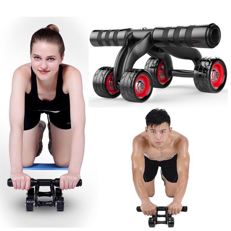 Con lăn tập bụng, con lăn tập cơ bụng 4 bánh kèm thảm tập thể hình, tập gym tại nhà hiệu quả