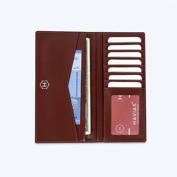 Ví dài Pisa Mini Long Wallet HAVIAS Đỏ Nâu