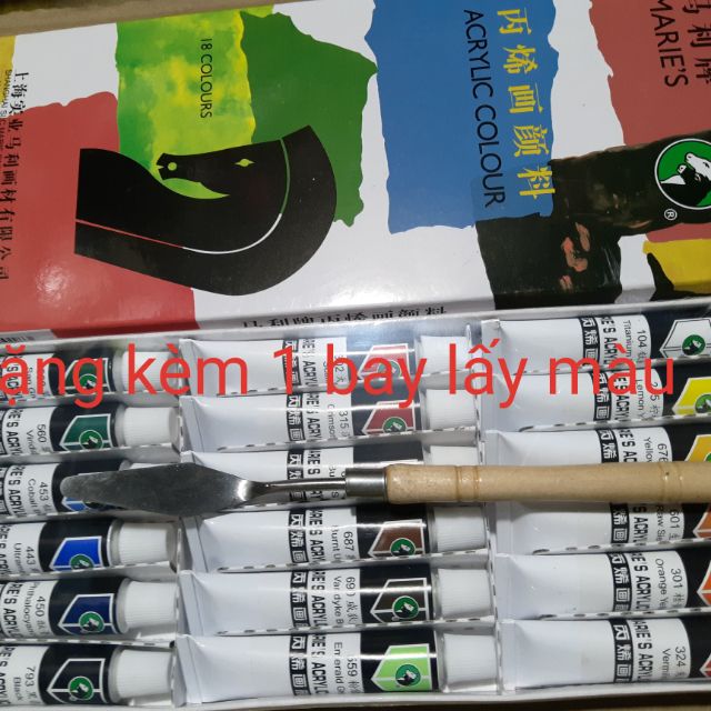 Bộ 18 Màu Vẽ Nổi 3D Acrylic Maries (Tặng 1 Bay lấy màu)